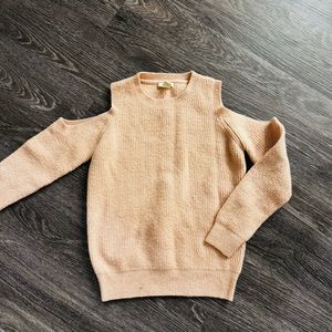 Shoulder cutout sweater in blush pale pink